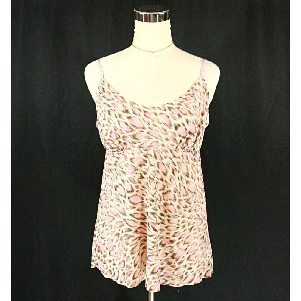 Commando Pink Leopard Print Nylon Cami Camisole Teddy Lingerie Tank Top Lg